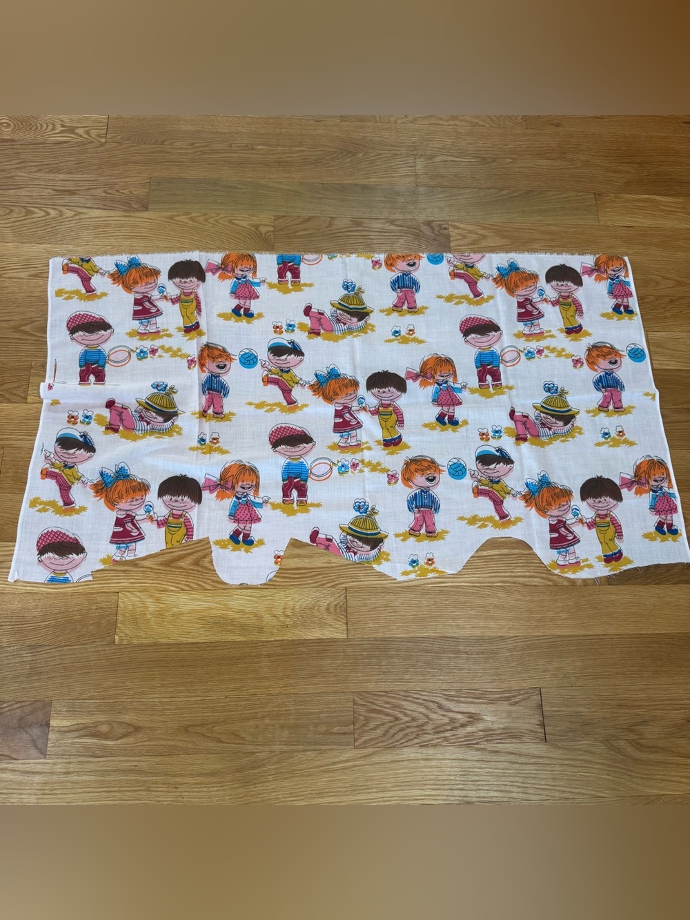 Vintage Retro Cartoon Children Fabric Remnant 45” Long